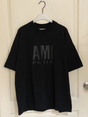 優惠價 全新 AMI Paris logo organic cotton T-shirt 黑色  S號現貨一件