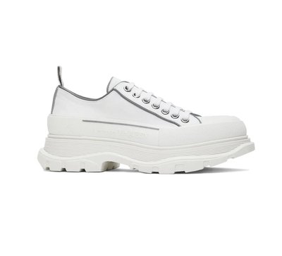 [全新真品代購-F/W22 SALE!] Alexander McQueen 反光細節 白色帆布 休閒鞋 (AMQ)