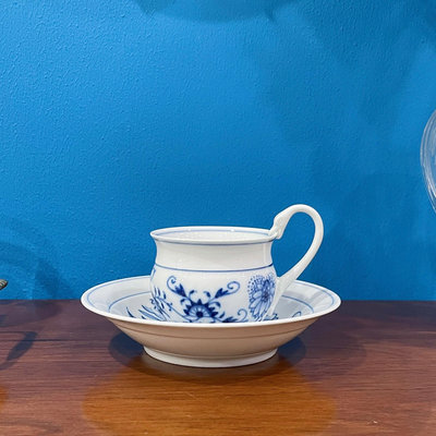 【二手】梅森Meissen藍洋蔥天鵝柄咖啡杯 古董 老貨 收藏 【錦繡古玩】-425