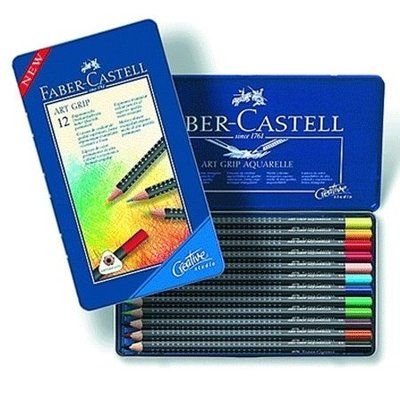 【優力文具】Faber-Castell輝柏 ART-GRIP創意工坊油性色鉛筆-藍色精緻鐵盒裝12色組(114312)