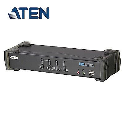 同時結合4埠KVM多電腦切換器與2埠USB 2.0 Hub ATEN CS1764A DVI KVMP 多電腦切換器