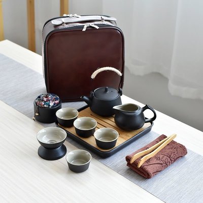 日式黑陶茶具戶外功夫茶杯泡茶杯快客杯便攜旅行茶具套裝禮品