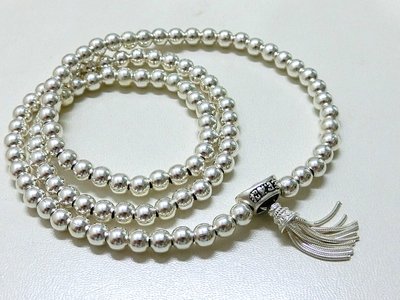 銀飾－925純銀手作系列－108顆念珠－純銀珠招財進寶手鍊－【QQ小咪】