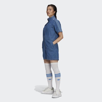 【豬豬老闆】ADIDAS ORIGINALS ADICOLOR 藍 休閒 單寧風 連身褲 女款 H11514