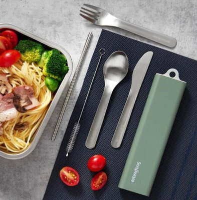 [現貨] CorelleBrands 康寧餐具康寧SNAPWARE 5件式餐具組綠色外盒