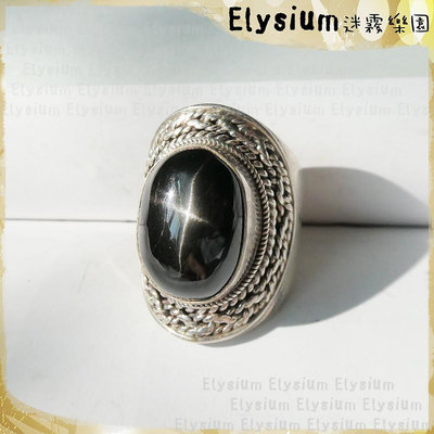 Elysium‧迷霧樂園〈RSS001A〉尼泊爾‧國際戒圍10.5或11.5或13.5_寬版 黑星石 十字星光  925銀 手工戒指