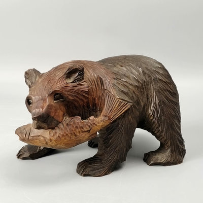 日本北海道木雕熊擺件置物使用過，不帶箱，品相見