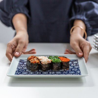 “正品”日本進口kuvio波佐見燒簡約藍白陶瓷餐盤長方盤魚盤日式小菜盤子