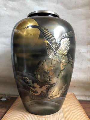 #客廳家居擺件 昭和時期古銅花瓶 614