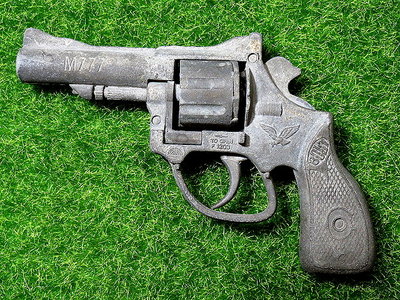 【 金王記拍寶網 】H276 (常5) 早期台灣40~50年代老玩具 全金屬製老玩具槍 左輪手槍 罕見 (正老品)