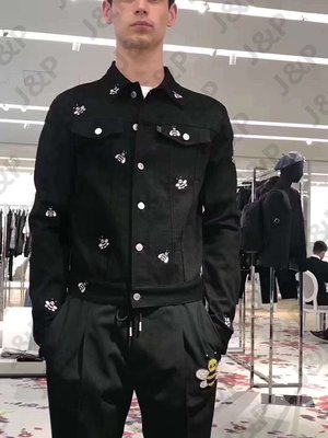 Dior x Kaws 19SS 男款 刺繡小蜜蜂 牛仔夾克