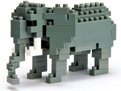 迷你積木 模型 KAWADA 日本nanoblock 河田積木 (非洲象積木) 大象 親子 恐龍先生賣好貨