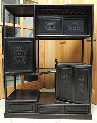 時代品  酸枝木製  日式茶棚 茶櫃 多寶櫃 展示櫃 雕工細緻 老件非新品