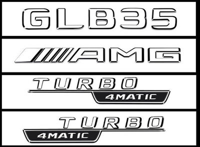 （B&amp;M原廠精品）德訂進口 CLA 45 GLB 35 W177 45s 原廠銀色,黑色 車標 字標  貼紙 AMG 左丶右邊葉子板 Turbo 4matic+