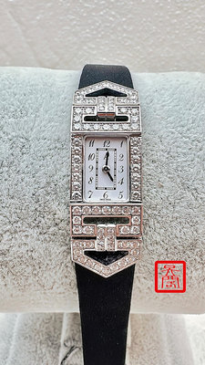 『昱閣』AP愛彼正品Charleston系列18K白金原鑲鑽框古典雕花石英女用鑽錶 / 盒單全