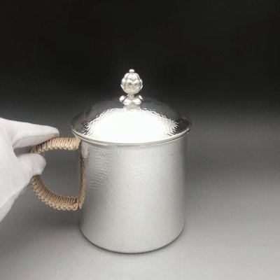 金小鋪 純手工銀杯純銀999茶缸茶杯辦公杯大口杯720ml毫升大容量足銀水杯 JE