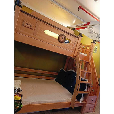 兒童上下床 兒童床 實體店定 全實木上下床 字母床 實木 實體店定制尺寸 兒童兩層高低床美式子母床