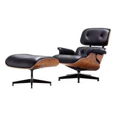【精選好物】北歐設計師單人沙發椅伊姆斯躺椅真皮Eames旋轉懶人現代休閑椅子