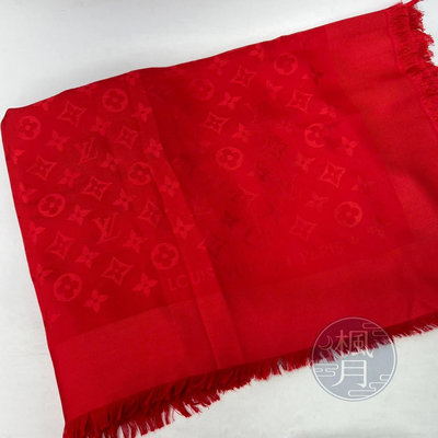 BRAND楓月 LOUIS VUITTON M72237 紅原花絲質披肩 絲巾 配件 圍巾