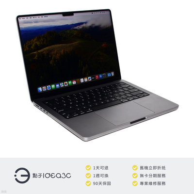 「點子3C」MacBook Pro 14吋筆電 M1 Pro【保固到2024年9月】16G 1TB SSD A2442 2021年 太空灰 英文鍵盤 DN655