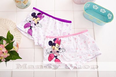 mandyshop【M2217】 ㊣ Disney 迪士尼米妮萊卡兒童內褲 / 平口褲 - 2 件組