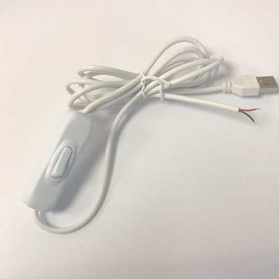 白色LED全銅2芯帶開關線USB公單頭充電線1.5米尾部二芯臺燈電源線