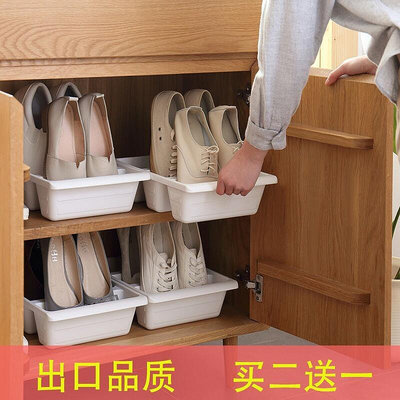 ♒鞋子收納架♒ 【買二送一】簡約簡易 家用 3鞋位 鞋架 塑膠 日式鞋子簡約鞋櫃收納盒