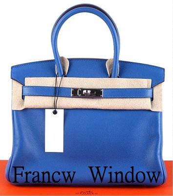 France Window 愛瑪士柏金包Hermes Birkin 希臘愛琴海藍7Q色Birkin30 Swift皮