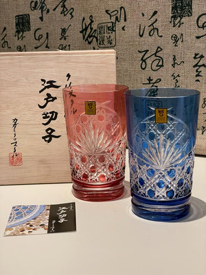 日本江戶切子kagami套色水晶 切子杯 酒杯水杯