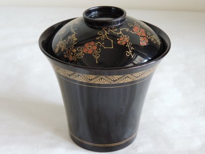 丁香之家- -早期日製木胎漆器花卉紋杯