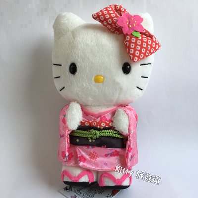 [Kitty 旅遊趣] Hello Kitty 絨毛玩偶 凱蒂貓 娃娃 絨毛娃娃 公仔 和服玩偶 粉紅色和服