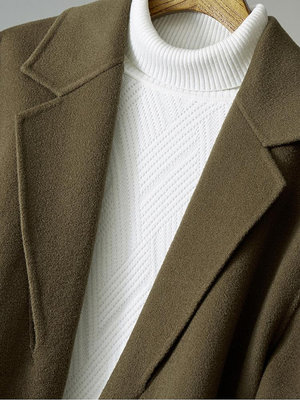 男士中長款大衣雙面羊絨高級感加厚風衣秋冬季羊毛呢子外套