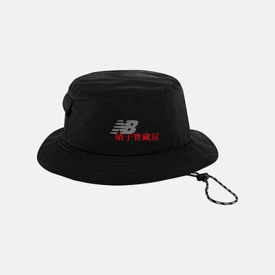 NEW BALANCE 漁夫帽 NB 黑色 反光LOGO 滑面 戶外 帽子 LAH41011BK·晴子寶藏屋