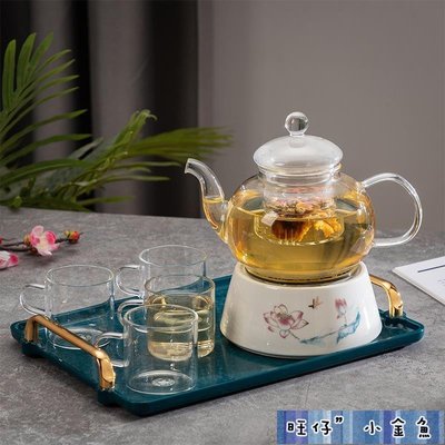促銷打折 可開發票【茶道】下午茶玻璃加熱蠟燭花茶壺水果茶茶具歐式花茶杯套裝花茶盤玻璃杯