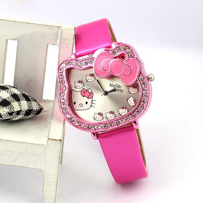 KITTY卡通兒童學生KT貓皮帶石英手錶 Hello Kitty小孩女生最愛時裝錶