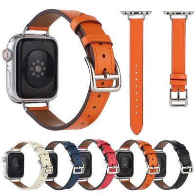 Apple watch手錶錶帶 蘋果手錶愛馬仕真皮時尚錶帶 iwatch 3/4/5/6/SE代瘦身單圈錶帶 14mm