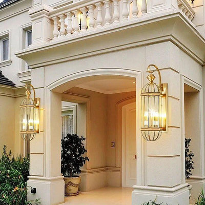 全銅美式簡約過道陽臺走廊床頭壁燈北歐創意大門戶外庭院燈具