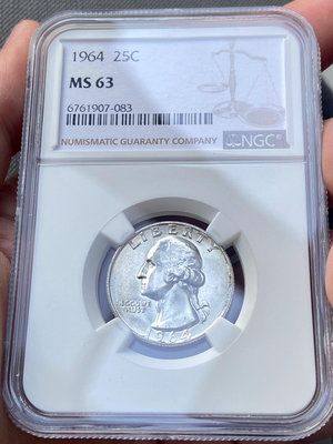 【二手】 NGC-MS63 美國1964年25分銀幣 90%高銀年份的1488 錢幣 紙幣 硬幣【奇摩收藏】