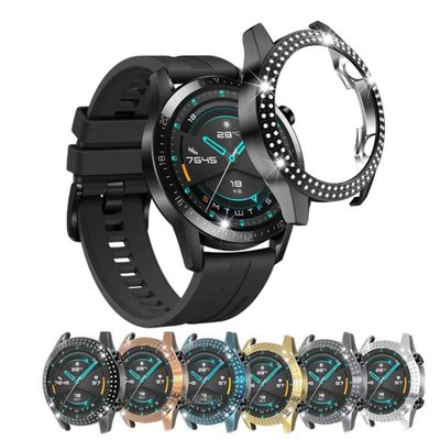 【手錶錶帶】適用華為Watch GT2 46mm智能手錶鑲鉆PC電鍍防摔保護殼GT2e雙水鉆