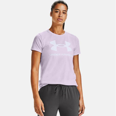 女士UA Sportstyle Graphic短袖T恤 1356305-570 淺紫色 排汗 台灣公司貨