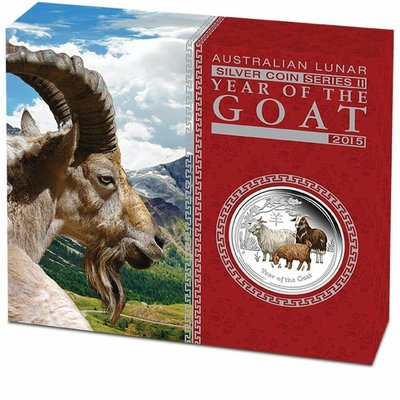 [現貨]澳洲 紀念幣 2015 1/2oz 彩羊(Coloured Goat) 銀幣 原廠原盒