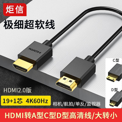 HDMI 2.0超細短線4K迷你單反相機FS7 阿童木監視器彈簧伸縮高清線~晴天