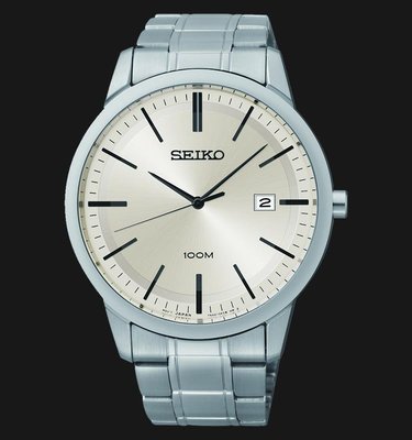 【金台鐘錶】SEIKO 日本 精工 全新原廠正品 白面日期 直徑約4.2cm 鋼帶男錶 SGEH07P1