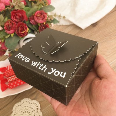 情人節黑蝴蝶包裝盒 8*8*3.5CM巧克力盒1入6元 手工皂盒 餅幹盒小西點包裝盒/婚禮小物,喜糖盒~