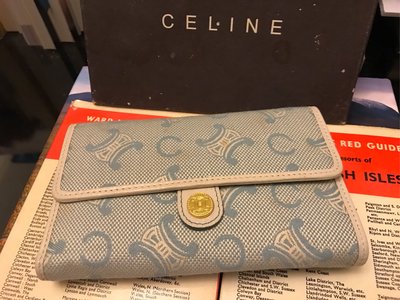 Celine 經典logo 緹花布 中夾 皮夾