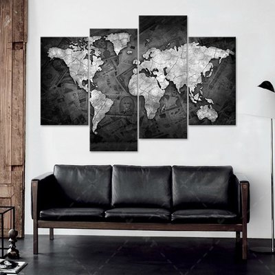 世界地圖裝飾畫客廳無框畫老闆辦公室輕奢掛畫公司創意書房牆壁畫