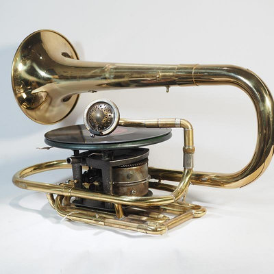 創意古董復古樂器喇叭手搖留聲機78轉唱片機機械發條裸機芯功能