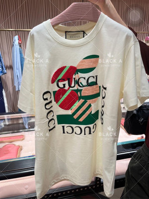 【BLACK A】Gucci 23新款櫻桃亮片刺繡短袖T恤 白色 價格私訊