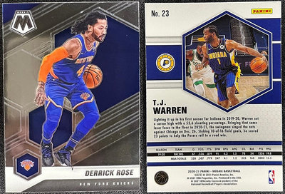 錯誤卡 NBA 球員卡 2020-21 Mosaic Derrick Rose (背面是T. J. Warren)