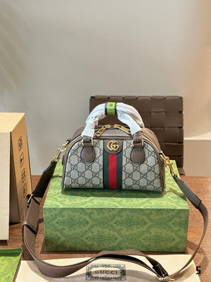 【二手包包】Gucci  Ohidia 波士頓桶包 保齡球最新系列，鏈條包，烏木色牛皮～這個款復古韻味特別 NO291618